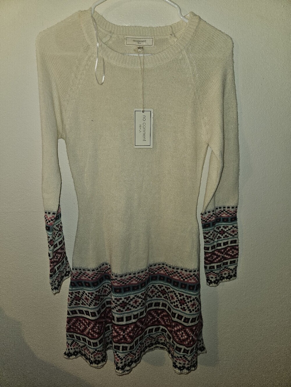 No Comment Womans Long Sleeve Sweater Dress Size L
